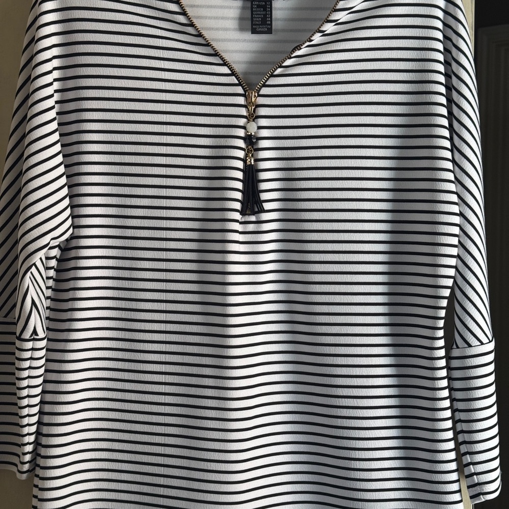 Frank Lyman Design Black and White Striped Blouse